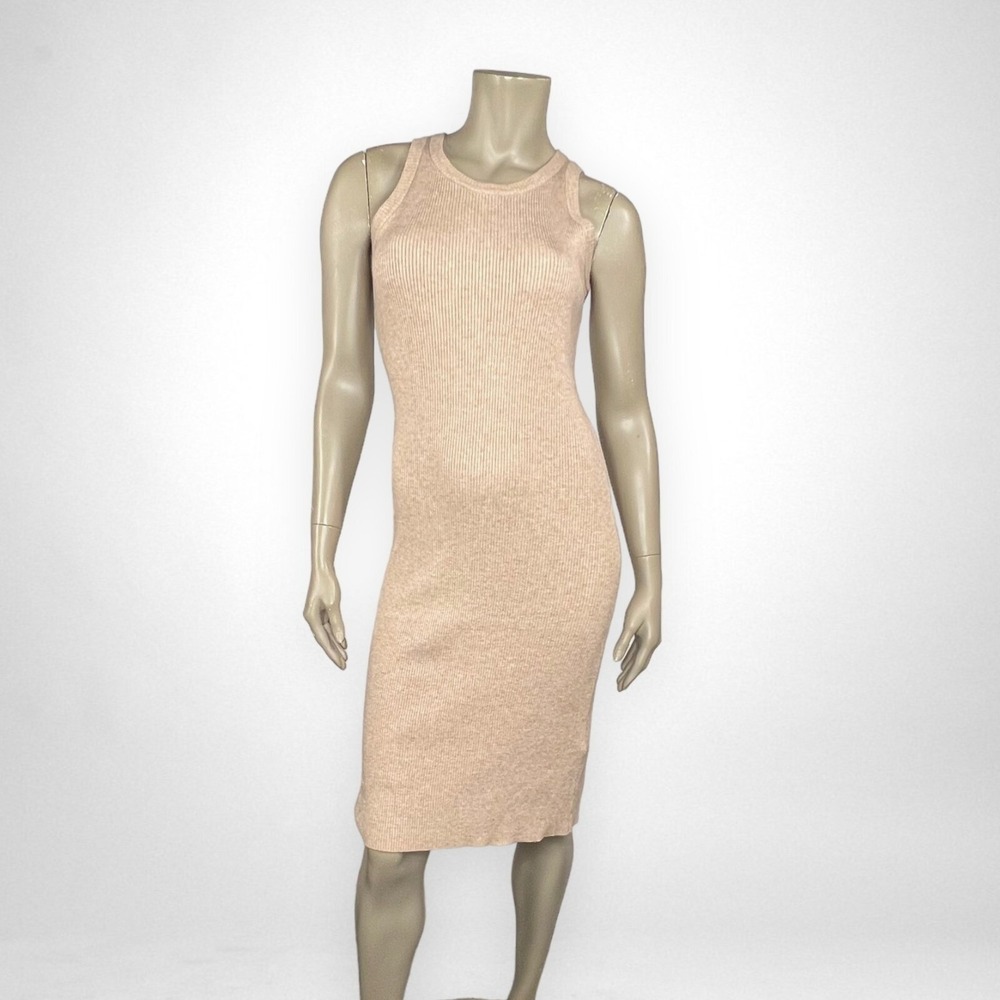 RACHEL ZOE Small Beige Sleeveless Ribbed Dress Summer‎ Lightweight